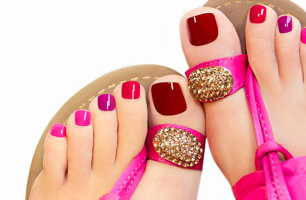 Pink pedicure.  gem jewelry gold glamour stock pictures, royalty-free photos & images