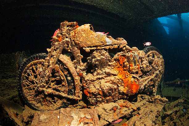 istock Underwater  Wreck Diving  SS Thistlegorm    BSA M20 motorcycle 488675646