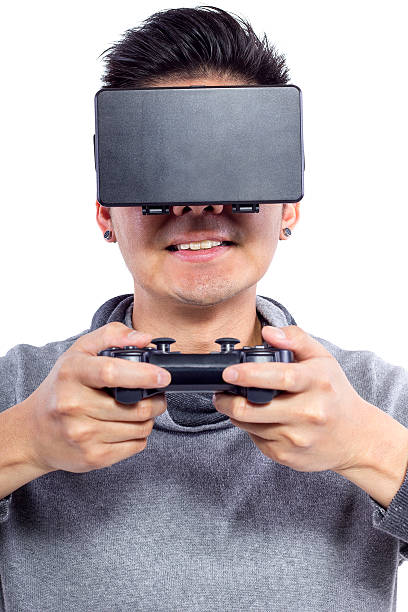 istock Close Up of Man Wearing VR Goggles 488676218