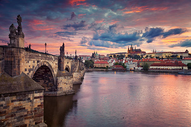 Prague. Image of Prague, capital city of Czech Republic, during beautiful sunset. charles bridge prague stock pictures, royalty-free photos & images