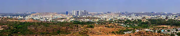 Hyderabad city panorama skyline, India
