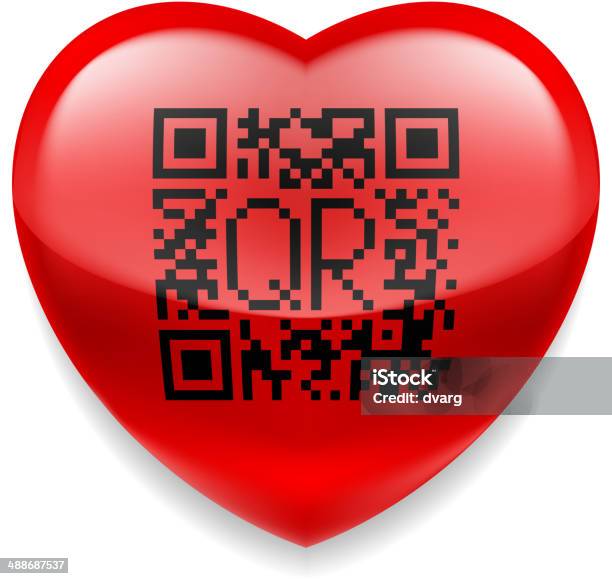 Red Heart Code Red Heart With Qr Code Stock Illustration - Download Image Now ...
