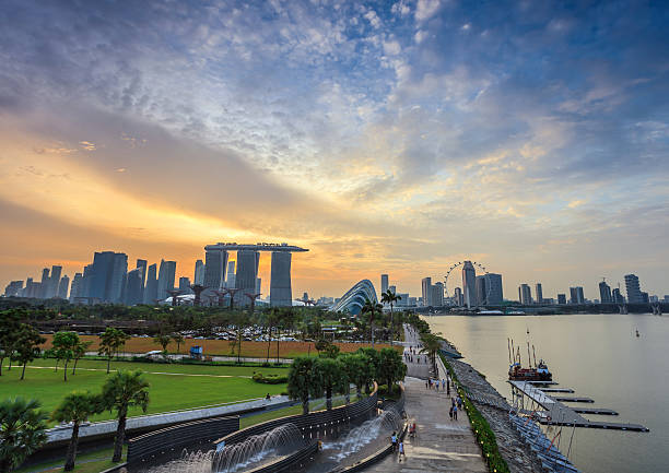 istock Singapore city skyline view at Marina Bay when sunset 488687647