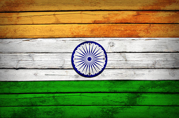istock Indian flag painted on wooden boards 488687989