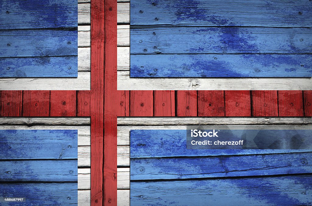 Bandeira da Islândia sobre tábuas de madeira pintada - Royalty-free Abstrato Foto de stock