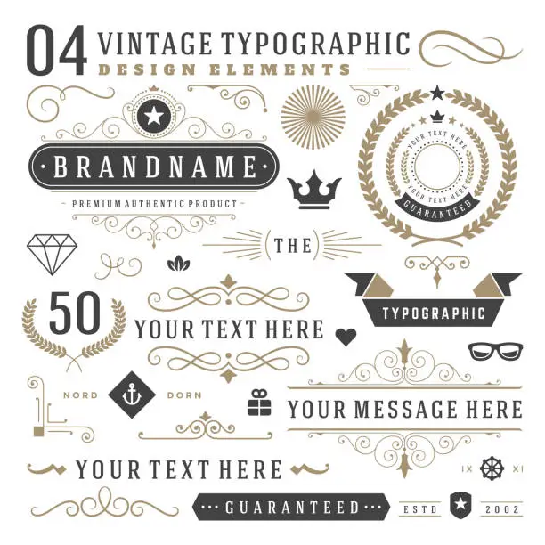 Vector illustration of Retro vintage typographic design elements