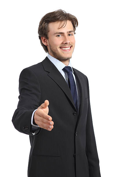 istock Young happy business man ready to handshake 488690053
