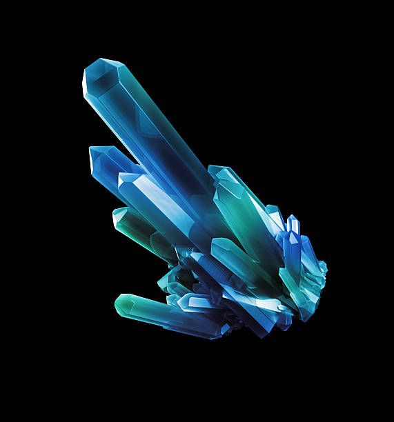 istock blue green crystals, geological shapes, 3d object isolated on bl 488690206
