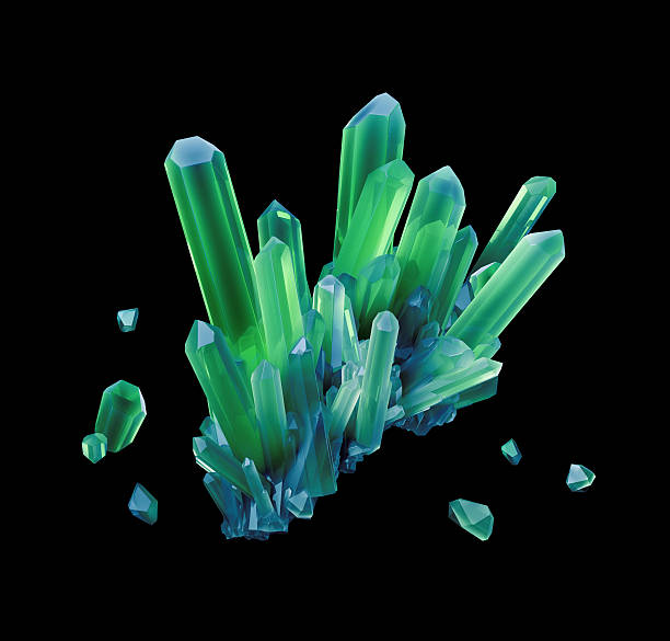 istock 3d emerald green crystal, abstract faceted gem, rough nugget, di 488690288