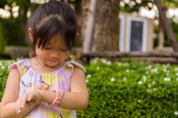 istock Little Girl Using Smartwatch or Smart Watch 488691478