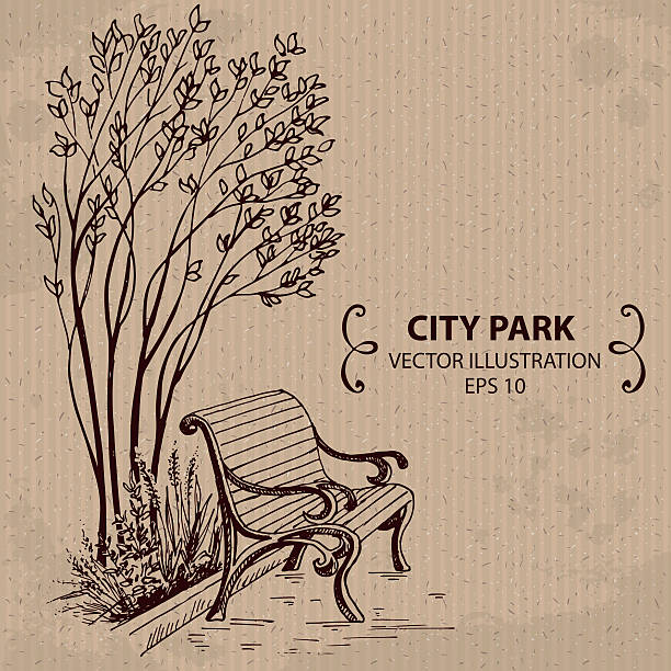 ilustrações, clipart, desenhos animados e ícones de banco no parque da cidade - holiday villa illustrations
