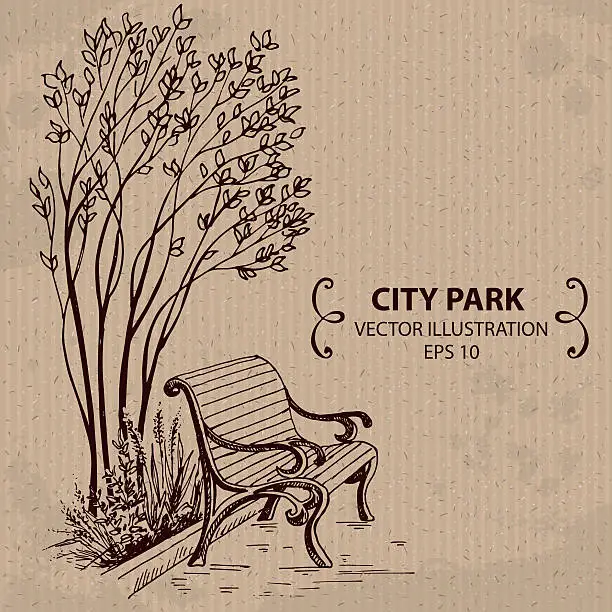 Vector illustration of Bench in the City Park