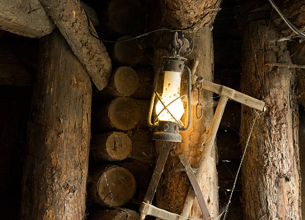 Oil lamp in the old mine