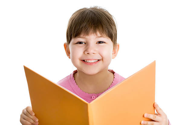 Girl with book stock photo