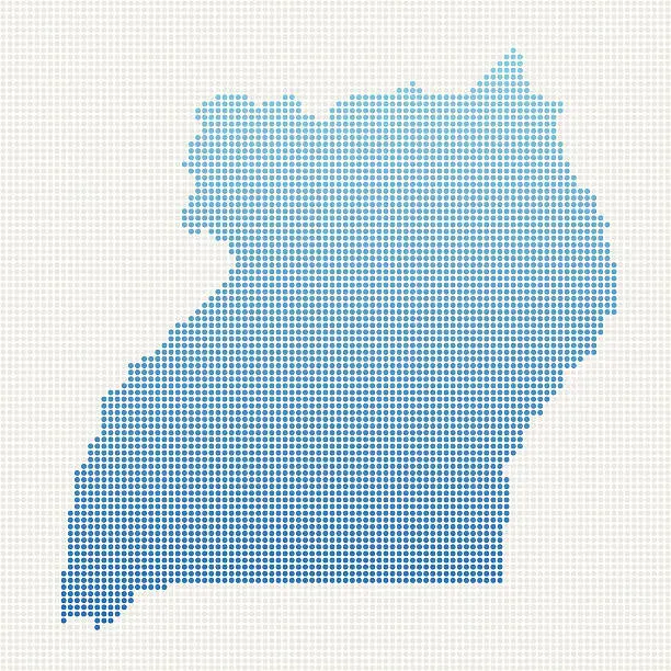 Vector illustration of Uganda Map Blue Dot Pattern