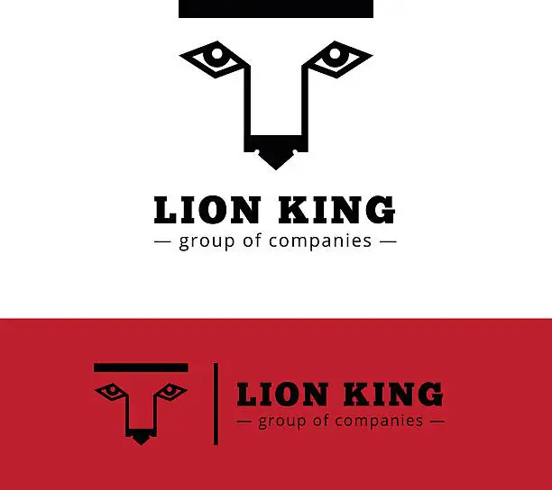 Vector illustration of Vector minimalistic lion logo. Lion face logotype