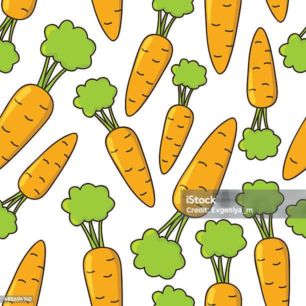 Seamless Pattern With Doodle Carrots Stock Illustration - Download Image Now - 2015, Backgrounds, Carrot