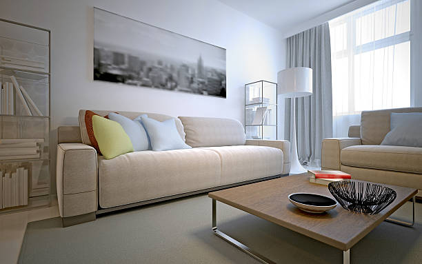 istock Fresh solution for the living room - white interior 488707112