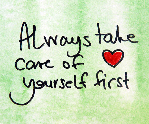 text always take care of yourself first handwritten on green