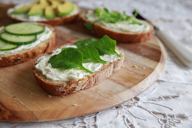 istock Green sourdough open face sandwiches 488712336