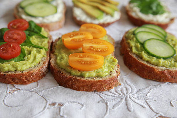 istock Green sourdough open face sandwiches 488713074