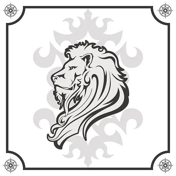 Vector illustration of Heraldic Lion Head