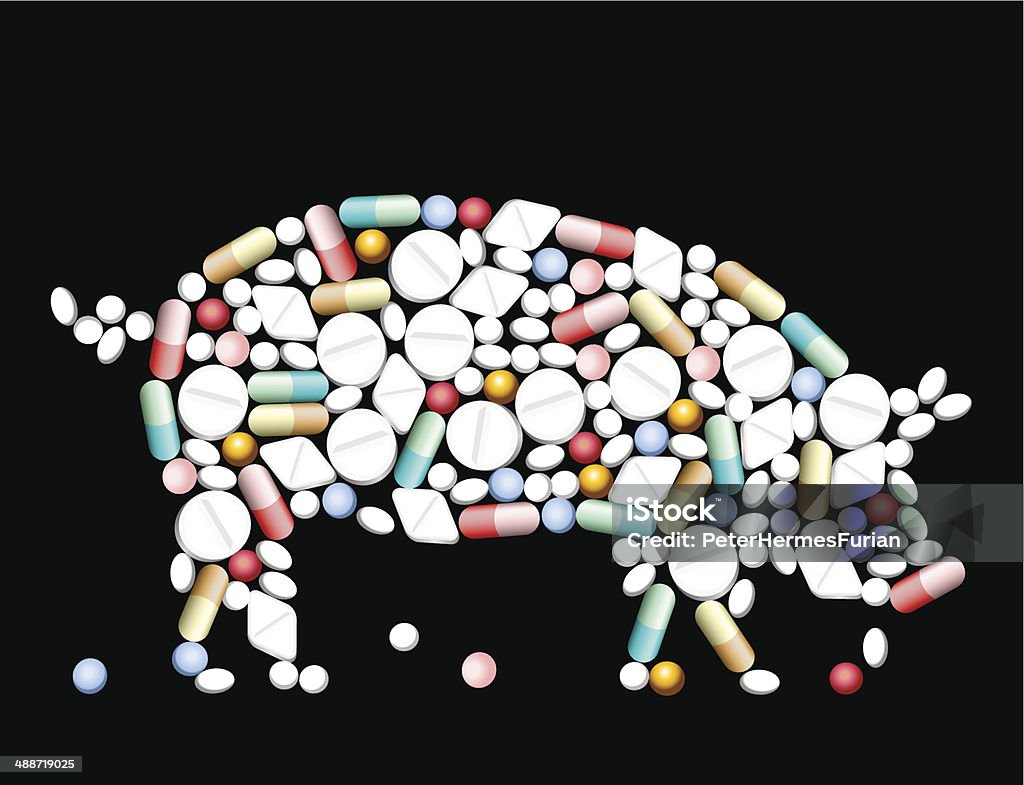 Таблетки таблетки свинья - Векторная графика Антибиотик роялти-фри