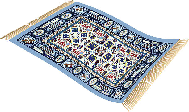 ilustrações de stock, clip art, desenhos animados e ícones de tapete voador azul - carpet rug persian rug persian culture