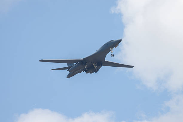 B-1B Bomber In Flight stock photo