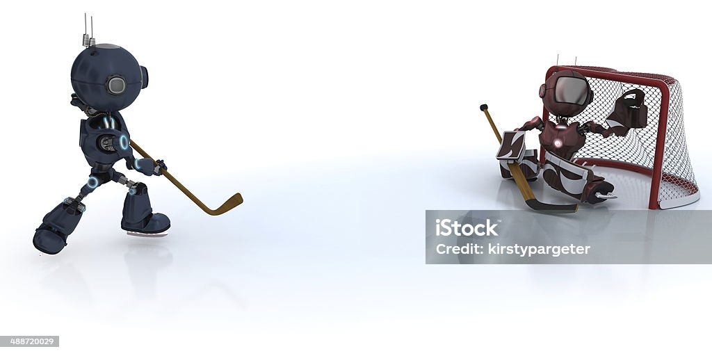 Androids playing ice hockey 3D Render of  Androids playing ice hockey Adult Stock Photo