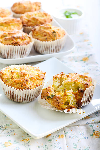 istock Savory courgette, herbs and feta muffins 488720100