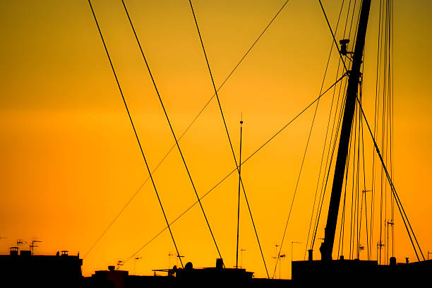 Sunset in a Harbour A detail anntena stock pictures, royalty-free photos & images