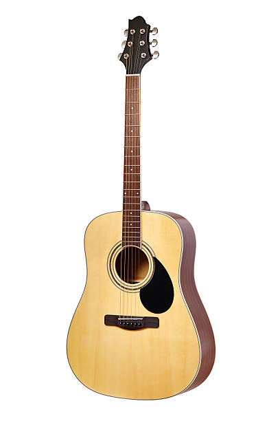 Acoustic guitar isolated on white, clipping paths
