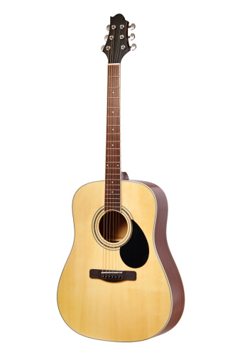 Acoustic guitar isolated on white with clipping paths