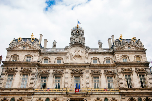 Lyon city hall (Hotel de Ville) France. The building (built between 1645 and 1651 by Simon Maupin) is one of the largest historic buildings in the city, located between the Place des Terreaux and the Place de la Comedie