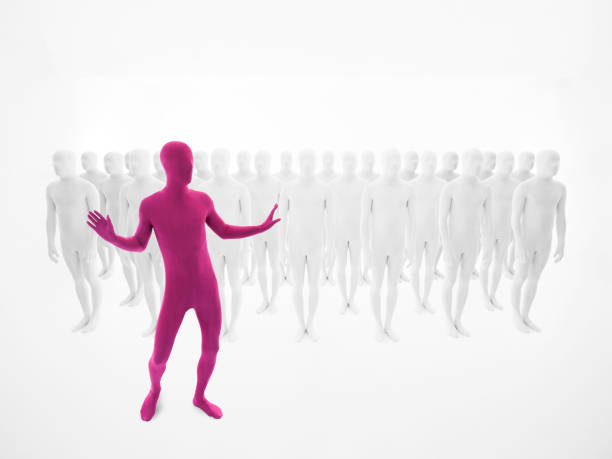 istock pink man dancing in front of a crowd 488724545