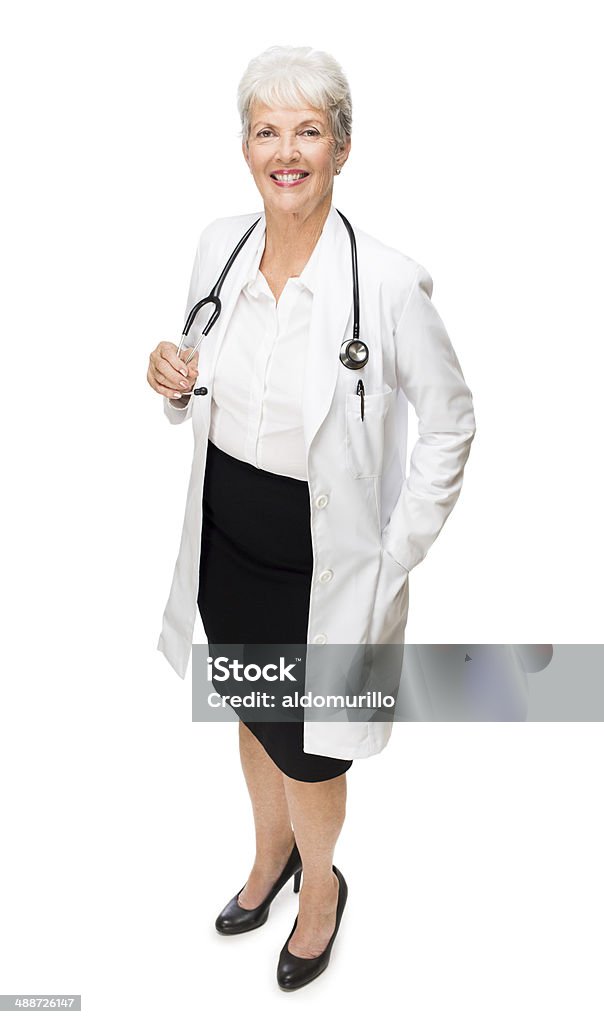 Top view of a smiling doctor The top view of a smiling doctor. Isolated on a white background. High Angle View Stock Photo
