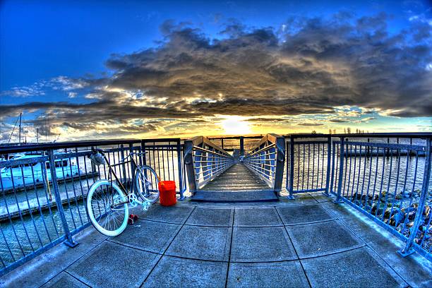 Fixie with a view Fixed gear photo taken at Everett, WA waterfront everett washington state photos stock pictures, royalty-free photos & images