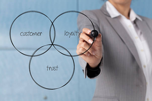 istock Young businesswoman drawing intersected circle diagram 488755948