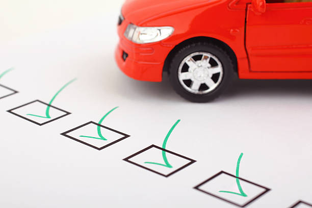 Checklist with car stock photo