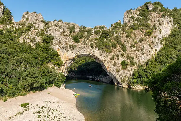 The famous Pont d'arc and the river Ardeche, South France