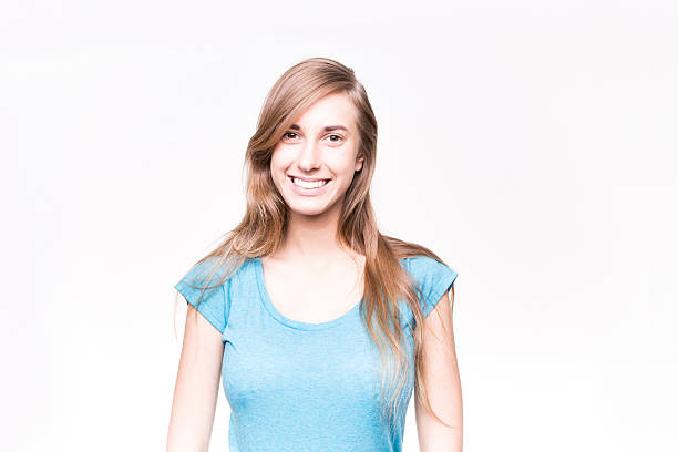 istock Beautiful young smiling woman. Isolated over white background 488758406