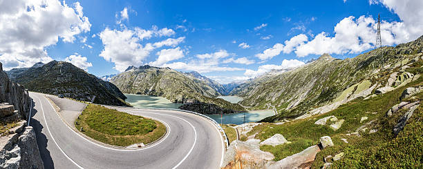 road to Grimselpass in Switzerland road to Grimselpass in the Swiss mountains grimsel pass photos stock pictures, royalty-free photos & images