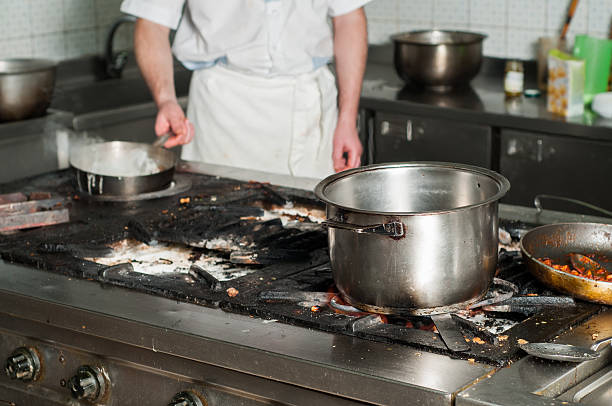 real dirty restaurant kitchen real grungy and dirty restaurant industrial kitchen dirty restaurant kitchen stock pictures, royalty-free photos & images