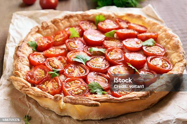 Tomato Pie Stock Photo - Download Image Now - Tomato, Sweet Pie, Cake