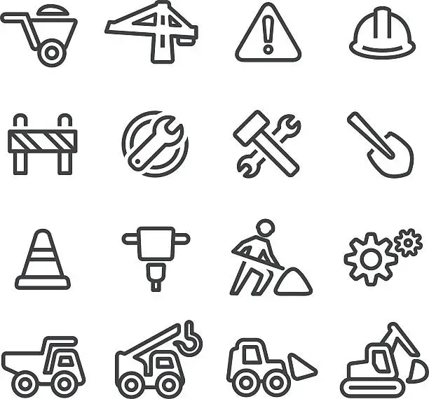 Vector illustration of Under Construction Icons - Line Series