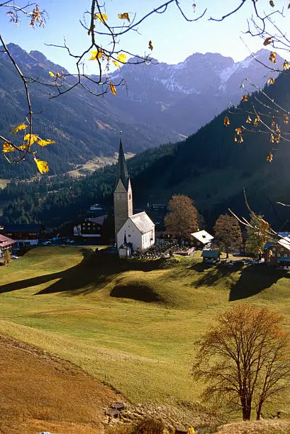 Panoramic view of the Austrian village Mittelberg