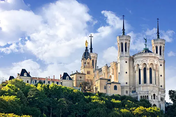 View of Basilica of Notre Dame de Fourviere, Lyon, France