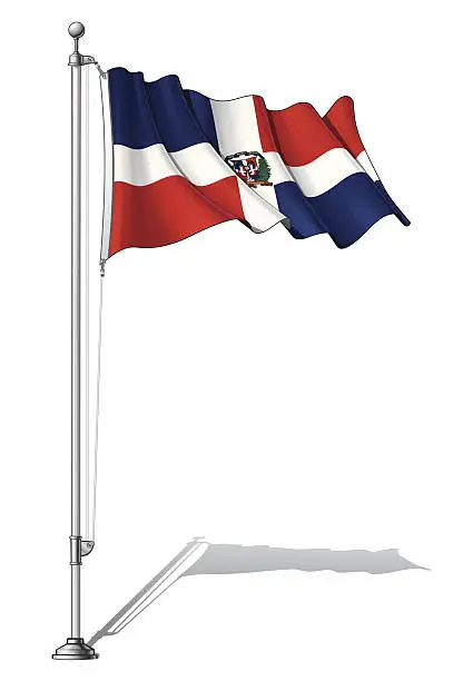 Vector illustration of Flag Pole Dominican Republic