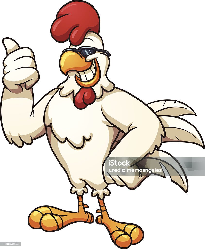 Cool chicken Cool cartoon chicken. Vector clip art illustration with simple gradients. All in a single layer. Chicken - Bird stock vector